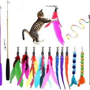 Cat Toys, 2PCS Retractable Cat Feather Toys, 10PCS Replacement Teaser …