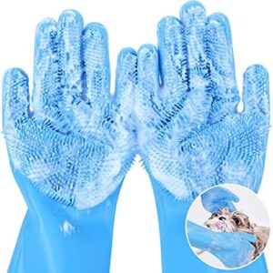 Pecute Pet Grooming Gloves – Heat Resistant Silicone Gloves with High-…