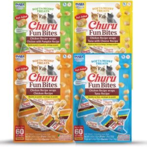 INABA Churu Fun Bites for Cats, Soft & Chewy Baked Chicken Wrapped Fil…