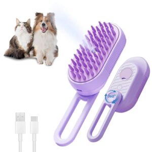 Cat Steam Brush for Shedding, 3 in 1 Cat Steam Brush with Foldable Han…