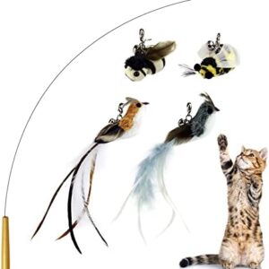 Interactive Bird and Insect Simulation Cat Toy Set with 4 Feather Refi…