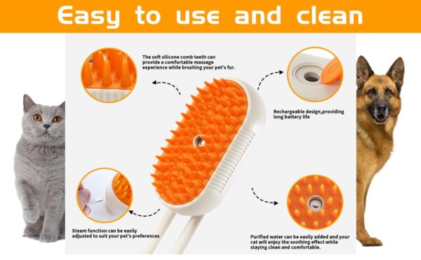 Cat Steam Brush - 3 in 1 Spray Cat Brush for Shedding, USB Rechargeabl... - Image 3