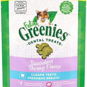 Greenies Feline Adult Natural Dental Care Cat Treats, Succulent Shrimp…