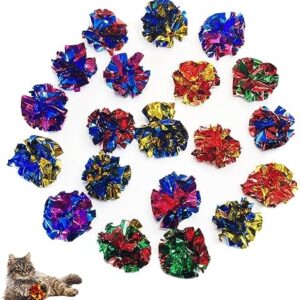 Cat Toys 20 Packs Interactive Crinkle Ball, 2.3 Inch Bright Colors Cat…