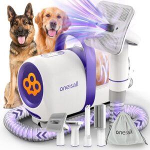 oneisall Dog Hair Vacuum & Dog Grooming Kit/Low Noise Dog Grooming Vac…