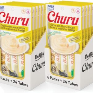 INABA Churu Cat Treats, Grain-Free, Lickable, Squeezable Creamy Purée …