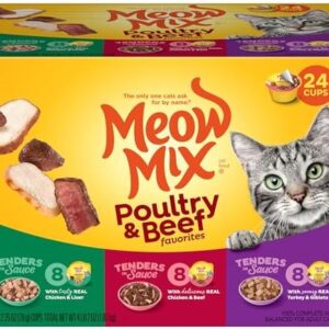 Meow Mix Tenders in Sauce Wet Cat Food, Poultry & Beef Variety Pack, 2…