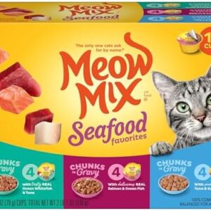 Meow Mix Seafood Favorites Chunks in Gravy Wet Cat Food Variety Pack, …