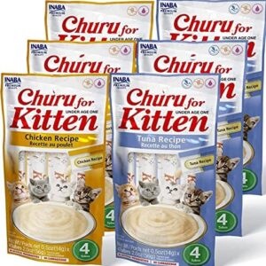 INABA Churu for Kittens, Grain-Free Creamy, Purée Lickable Cat Treats …