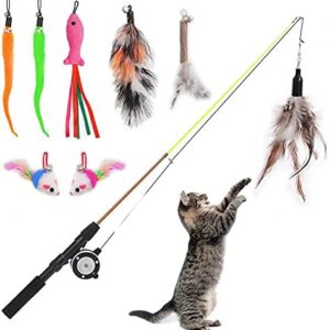 Retractable Cat Teaser Wand Toy, Cat Toys for Indoor Outdoor Cats Inte…