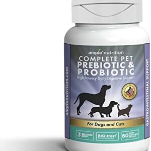 Ample Nutrition Complete Pet Prebiotic + Probiotic for Dogs & Cats, 60…