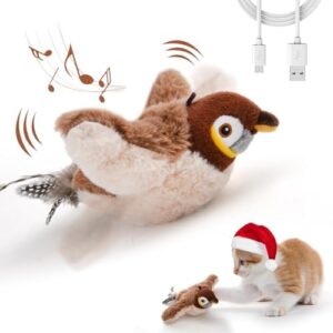 Interactive Cat Toys, Rechargeable Chirping Flapping Bird(no Flying) w…