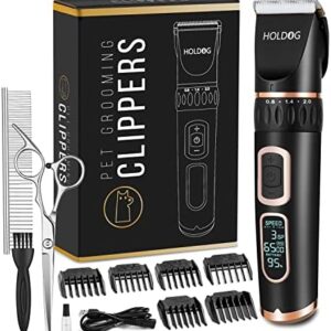 Dog Clippers Professional Heavy Duty Grooming Clipper 3-Speed Low Nois…