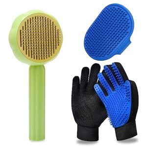 GJEASE Cat Grooming Glove Brush,Self-Cleaning Slicker Pet Brush for Sh…