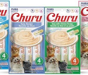 INABA Churu Lickable Purée Natural Cat Treats (Tuna Variety Pack, 16 T…