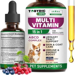 Cat & Dog Multivitamin -15 in 1 Pet Supplements with Cranberry & Gluco…