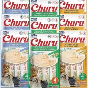 INABA Churu Lickable Purée Natural Cat Treats (Tuna and Chicken Variet…