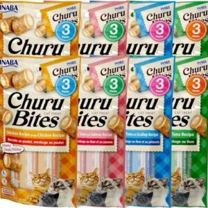 INABA Churu Bites for Cats, Soft Baked Chicken Churu Filled Cat Treats…