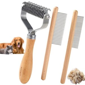 Cat Brush for Shedding Dematting, 3 Pack Dog Brushes for Grooming, Dou…