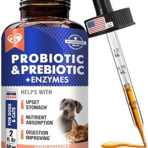 Probiotics & Prebiotics with Enzymes for Dogs and Cats – Digestive Gut…