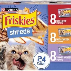 Purina Friskies Gravy Wet Cat Food Variety Pack, Shreds With Beef, Wit…