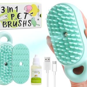 Cat Steam Brush for Shedding, 3-in-1Multifunctional Pet Spray Hair Rem…