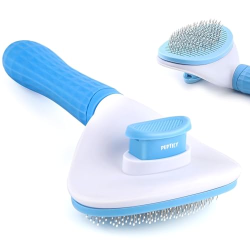 Cat Brush Self Cleaning Slicker with Release Button, Dog Shedding Brus… Cat Brush Self Cleaning Slicker with Release Button, Dog Shedding Brus…